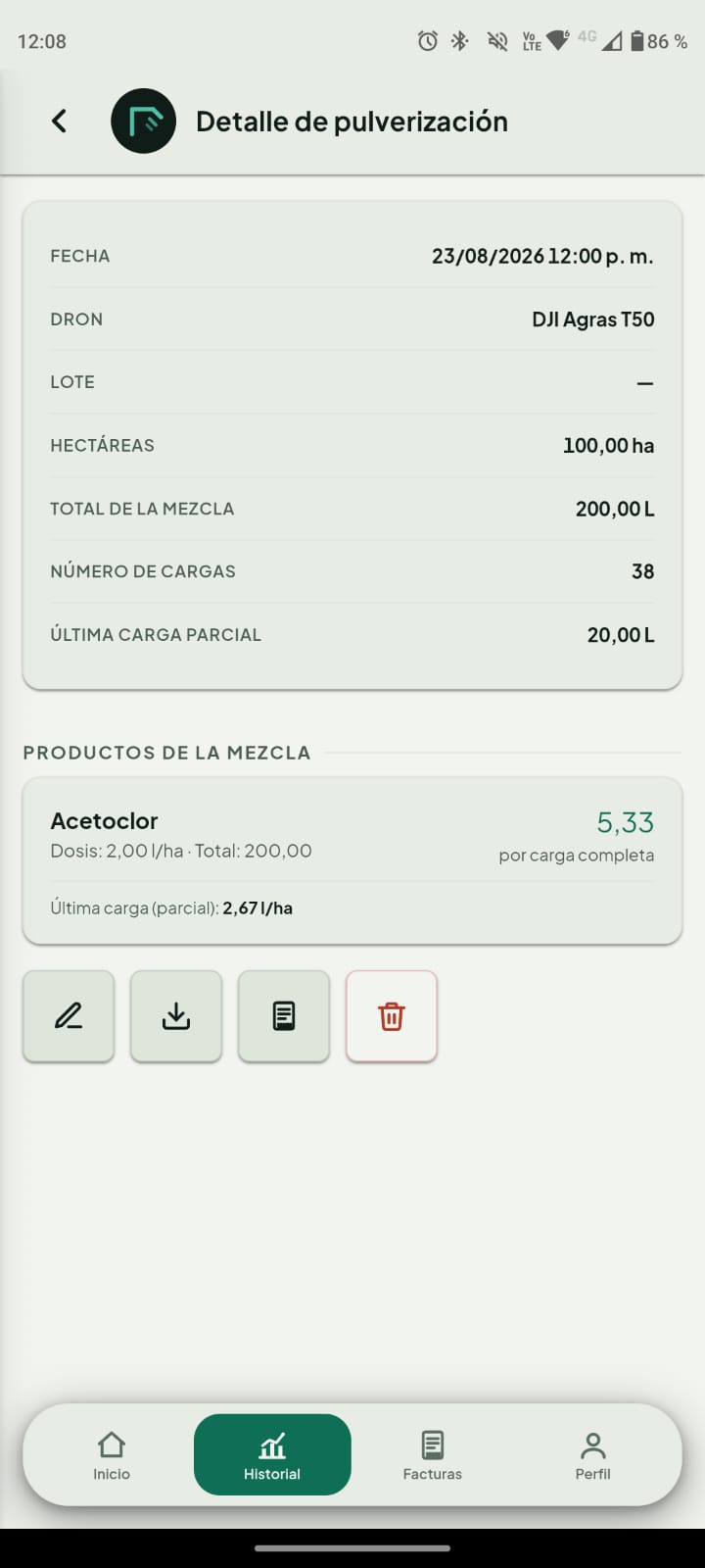 Detalle de pulverización